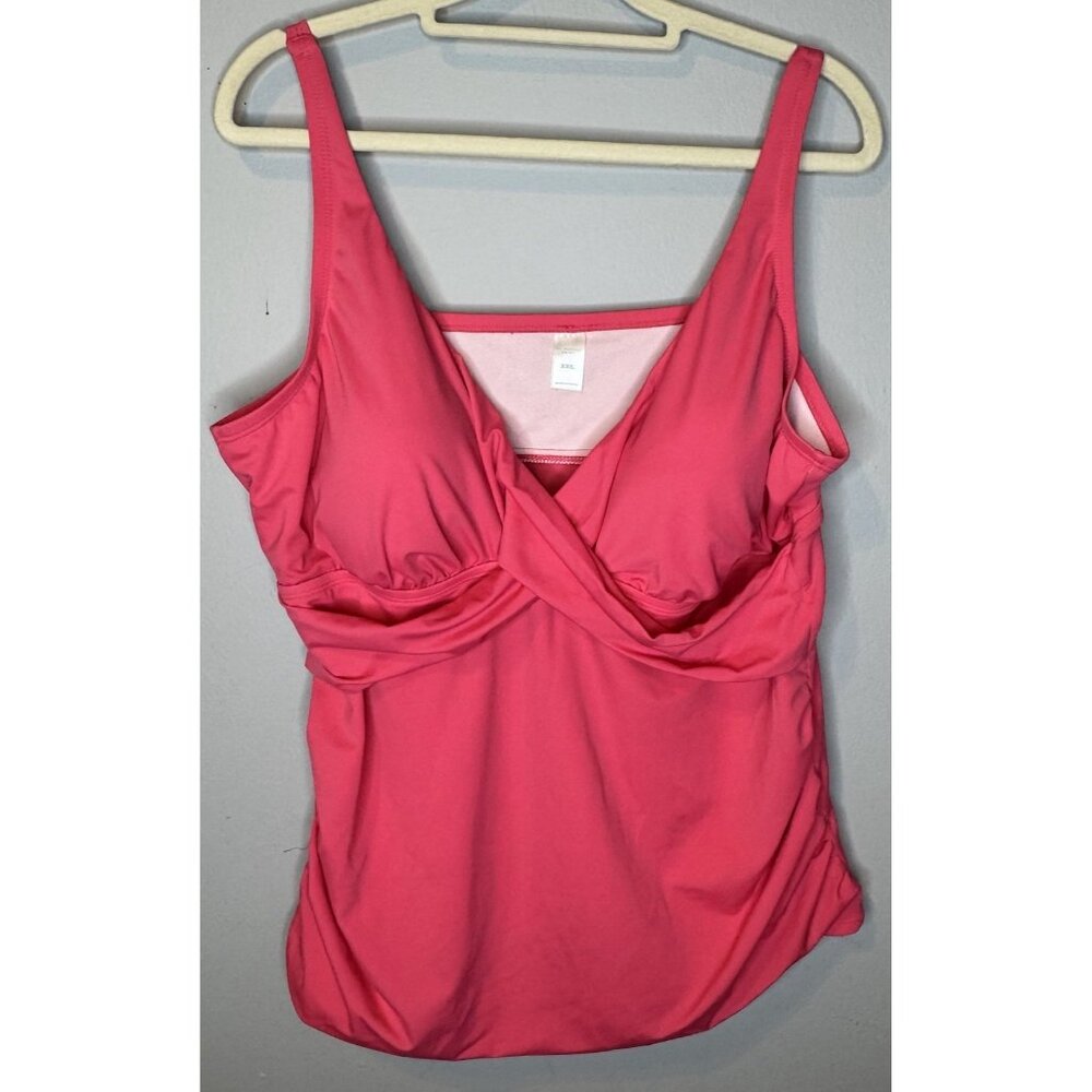 Bal Harbour Tankini Swim Top XXL Pink Bathing Suit V Neck